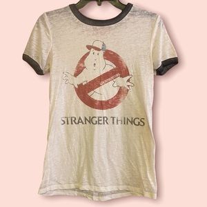 STRANGER THINGS - ghostbusters thin white t-shirt- small